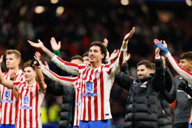 Jose Maria Gimenez, Atletico de Madrid ile Internazionale Milano (Maciej Rogowski / Ball Raw Images) arasındaki Şampiyonlar Ligi faz maçında kutlama yaparken görüldü)