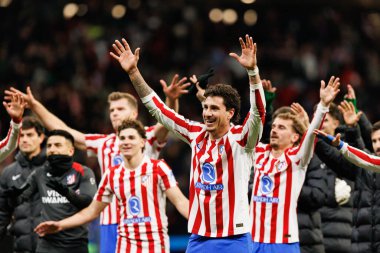 Jose Maria Gimenez, Atletico de Madrid ile Internazionale Milano (Maciej Rogowski / Ball Raw Images) arasındaki Şampiyonlar Ligi faz maçında kutlama yaparken görüldü)