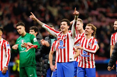 Jose Maria Gimenez, Atletico de Madrid ile Internazionale Milano (Maciej Rogowski / Ball Raw Images) arasındaki Şampiyonlar Ligi faz maçında kutlama yaparken görüldü)