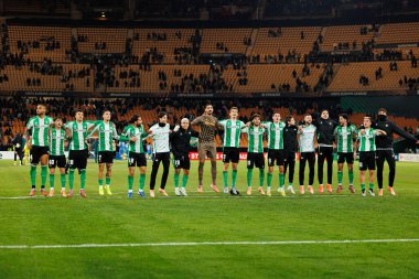 Betis 'in oyuncuları, Real Betis Balompie ve FC Utrecht (Maciej Rogowski / Ball Raw Images) takımları arasında oynanan UEFA Avrupa Ligi maçında kutlama yaparken görüldü.)