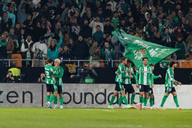 Cucho Fernandez, Real Betis Balompie ve FC Utrecht (Maciej Rogowski / Ball Raw Images) takımları arasında oynanan UEFA Avrupa Ligi maçında gol attıktan sonra kutlama yaparken görüldü.)