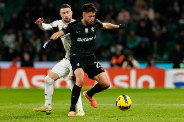 Joao Kikas and Goncalo Inacio  seen during Liga Portugal game between teams of Sporting CP and CF Estrela Amadora  at Estadio Jose Alvalade (Maciej Rogowski/Ball Raw Images)