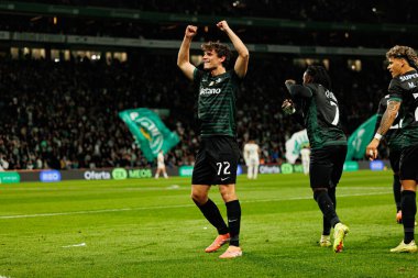 Eduardo Quaresma and Geovany Quenda  seen  celebrating after scoring goal during Liga Portugal game between teams of Sporting CP and CF Estrela Amadora  at Estadio Jose Alvalade (Maciej Rogowski/Ball Raw Images)