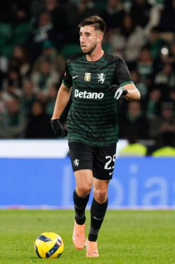   Goncalo Inacio, Liga Portekiz maçı sırasında Estadio Jose Alvalade (Maciej Rogowski / Ball Raw Images) takımları arasında Sporting CP ve CF Estrela Amadora arasında görüldü.)