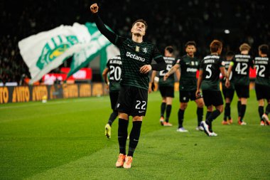 Ivan Fresneda  seen  celebrating after scoring goal during Liga Portugal game between teams of Sporting CP and CF Estrela Amadora  at Estadio Jose Alvalade (Maciej Rogowski/Ball Raw Images)