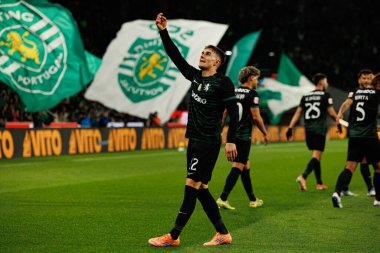 Ivan Fresneda, Estadio Jose Alvalade 'de (Maciej Rogowski / Ball Raw Images) oynayan Sporting CP ve CF Estrela Amadora takımları arasında oynanan Liga Portekiz maçında gol attıktan sonra kutlama yaparken görülüyor.)
