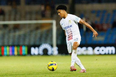 Francisco Chissumba, Liga Portekiz maçı sırasında Estadio Belediyesi Rio Maior 'daki Casa Pia ve FC Alverca takımları arasında görüldü (Maciej Rogowski / Ball Raw Images)