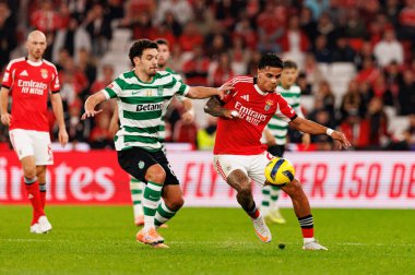Pedro Goncalves ve Richard Rios, Liga Portekiz maçı sırasında SL Benfica ve Sporting CP (Maciej Rogowski / Ball Raw Images) arasında görüldü.)