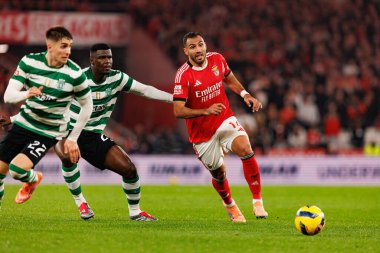 Ousmane Diomande ve Vangelis Pavlidis, Liga Portekiz maçı sırasında SL Benfica ve Sporting CP (Maciej Rogowski / Ball Raw Images) arasında görüldü.)