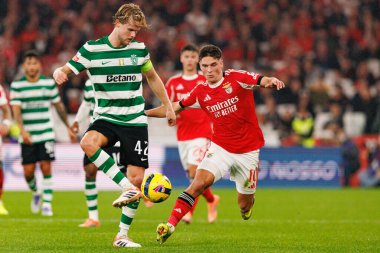 Morten Hjulmand ve Georgiy Sudakov, Liga Portekiz maçı sırasında SL Benfica ve Sporting CP (Maciej Rogowski / Ball Raw Images) arasında görüldü.)