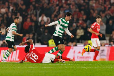 Leandro Barreiro ve Francisco Trincao Liga Portekiz maçı sırasında SL Benfica ve Sporting CP (Maciej Rogowski / Ball Raw Images)