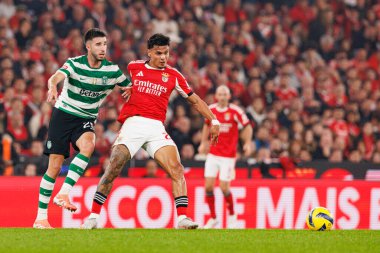 Goncalo Inacio ve Richard Rios, Liga Portekiz maçı sırasında SL Benfica ve Sporting CP (Maciej Rogowski / Ball Raw Images) arasında görüldü.)