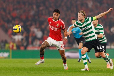 Richard Rios ve Morten Hjulmand, Liga Portekiz maçı sırasında SL Benfica ve Sporting CP (Maciej Rogowski / Ball Raw Images) arasında görüldü.)