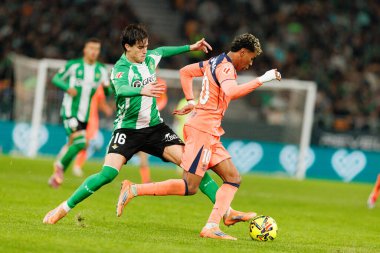 Diego Valentin Gomez ve Lamine Yamal, LaLiga EA Sports maçında Real Betis Balompie ve FC Barcelona (Maciej Rogowski / Ball Raw Images) takımları arasında görüldü.)