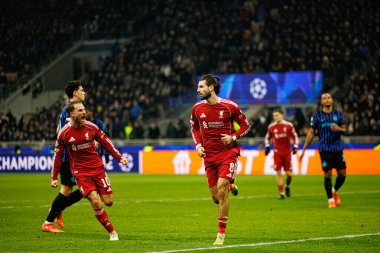 Dominik Szoboszlai Şampiyonlar Ligi FC (Maciej Rogowski / Ball Raw Images) ile Internazionale Milano ve Liverpool FC arasındaki faz maçında attığı golü kutlarken görüldü.)