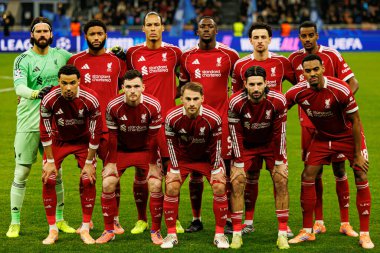 Liverpool takımı, Şampiyonlar Ligi 'nde Internazionale Milano ve Liverpool FC (Maciej Rogowski / Ball Raw Images) arasında oynanan faz maçında görüldü.)