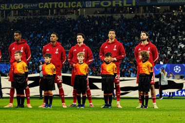 Alexander Isak, Ryan Gravenberch, Curtis Jones, Hugo Ekitike ve Dominik Szoboszlai Şampiyonlar Ligi 'nde Internazionale Milano ve Liverpool FC (Maciej Rogowski / Ball Raw Images)