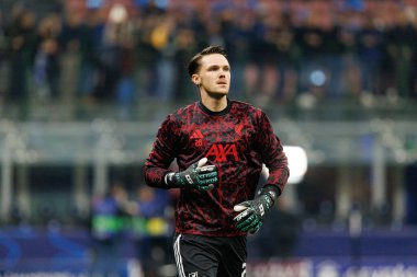 Freddie Woodman Şampiyonlar Ligi faz oyunu sırasında Internazionale Milano ve Liverpool FC (Maciej Rogowski / Ball Raw Images) arasında görüldü.)