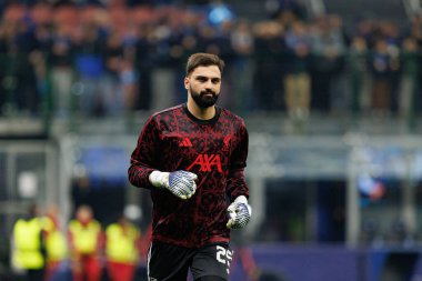 Giorgi Mamardashvili Şampiyonlar Ligi 'nde Internazionale Milano ve Liverpool FC (Maciej Rogowski / Ball Raw Images) arasındaki faz maçında görüldü.)