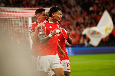 Richard Rios ve Franjo Ivanoviç SL Benfica ile SSC Napoli (Maciej Rogowski / Ball Raw Images) arasındaki Şampiyonlar Ligi faz maçında gol attıktan sonra kutlama yaparken görüldü.)