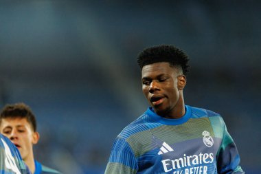 Aurelien Tchouameni, LaLiga EA SPORTS maçı sırasında Mendizorroza 'da Deportivo Alaves ve Real Madrid FC takımları arasında görüldü (Maciej Rogowski / Ball Raw Images)