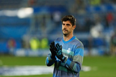 Thibaut Courtois, Mendizorroza 'daki Deportivo Alaves ve Real Madrid FC takımları arasında oynanan LaLiga EA SPORTS maçı sırasında görüldü. (Maciej Rogowski / Ball Raw Images)
