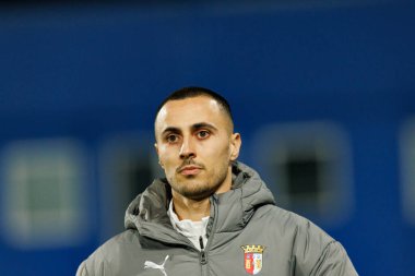 Leonardo Lelo, Liga Portekiz maçı sırasında Estoril Praia ve SC Braga takımları arasında Estadio Antonio Coimbra da Mota 'da görüldü (Maciej Rogowski / Ball Raw Images)