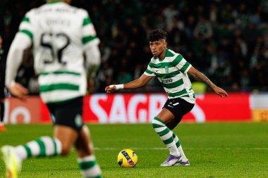 Alisson Santos, Liga Portekiz maçı sırasında Estadio Jose Alvalade 'deki AVS Futebol SAD (Maciej Rogowski / Ball Raw Images) takımları arasında görüldü.)