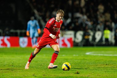 Andreas Schjelderup, SC Farense ve SL Benfica takımları arasında Estadio Sao Luis (Maciej Rogowski / Ball Raw Images) maçında görüldü.)