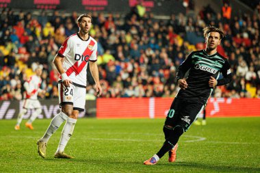 Florian Lejeune ve Giovani Lo Celso, LaLiga EA Spor karşılaşmasında Rayo Vallecano ve Real Betis Balompie (Maciej Rogowski / Ball Raw Images) takımları arasında görüldü.)