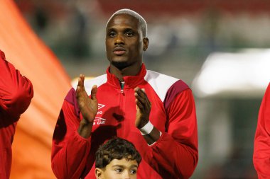 Jefferson Encada, Liga Portekiz maçı sırasında CF Estrela Amadora ve Moreirense FC (Maciej Rogowski / Ball Raw Images) takımları arasında görüldü.)