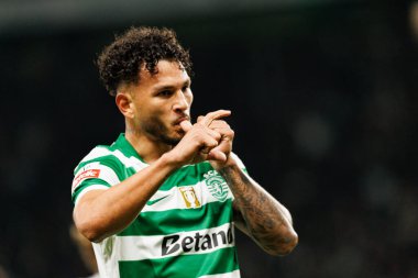 Luis Suarez, Estadio Jose Alvalade 'de (Maciej Rogowski / Ball Raw Images) Sporting CP ve Rio Ave FC takımları arasında oynanan Liga Portekiz maçında gol attıktan sonra kutlama yaparken görüldü.)