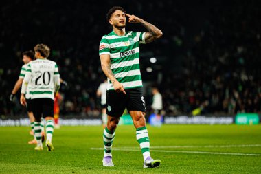 Luis Suarez, Liga Portekiz maçında Estadio Jose Alvalade 'deki Sporting CP ve Rio Ave FC takımları arasında gol üstüne gol atarken görüldü (Maciej Rogowski / Ball Raw Images)