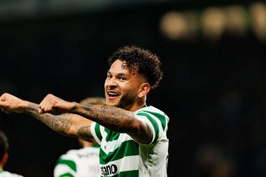 Luis Suarez, Liga Portekiz maçında Estadio Jose Alvalade 'deki Sporting CP ve Rio Ave FC takımları arasında gol üstüne gol atarken görüldü (Maciej Rogowski / Ball Raw Images)