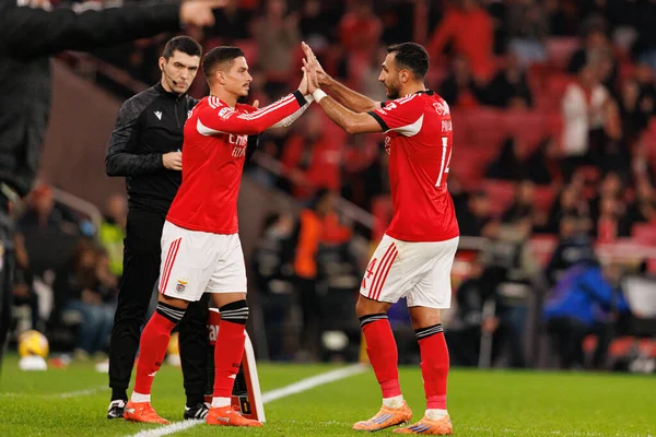 SL Benfica ile GD Estoril Praia (Maciej Rogowski / Ball Raw Images) arasında oynanan Liga Portekiz maçında Franjo İvanoviç ve Vangelis Pavlidis görülüyor)