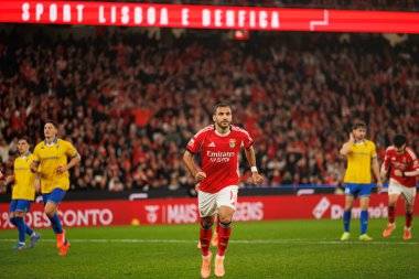 Vangelis Pavlidis, SL Benfica ve GD Estoril Praia (Maciej Rogowski / Ball Raw Images) arasında oynanan Liga Portekiz maçında gol attıktan sonra kutlama yaparken görülüyor.)