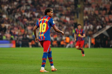 Lamine Yamal İspanya Süper Kupası 'nda FC Barcelona ile Athletic Club (Maciej Rogowski / Ball Raw Images) arasında oynanan yarı final maçında görüldü.)