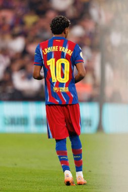 Lamine Yamal İspanya Süper Kupası 'nda FC Barcelona ile Athletic Club (Maciej Rogowski / Ball Raw Images) arasında oynanan yarı final maçında görüldü.)