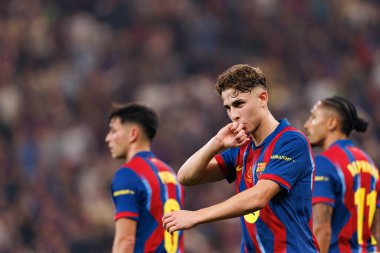 Fermin Lopez, FC Barcelona ile Athletic Club (Maciej Rogowski / Ball Raw Images) arasında oynanan İspanya Süper Kupası yarı final maçında attığı golün ardından kutlama yaparken görüldü.)