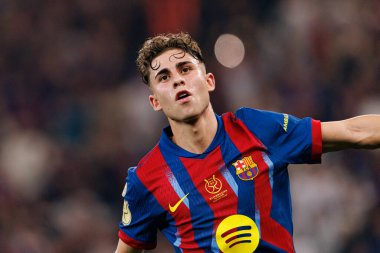 Fermin Lopez, FC Barcelona ile Athletic Club (Maciej Rogowski / Ball Raw Images) arasında oynanan İspanya Süper Kupası yarı final maçında attığı golün ardından kutlama yaparken görüldü.)