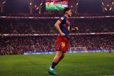 Fermin Lopez, FC Barcelona ile Athletic Club (Maciej Rogowski / Ball Raw Images) arasında oynanan İspanya Süper Kupası yarı final maçında attığı golün ardından kutlama yaparken görüldü.)