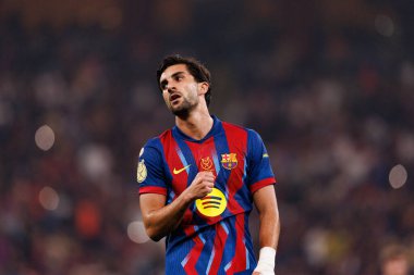 Ferran Torres, FC Barcelona ile Athletic Club (Maciej Rogowski / Ball Raw Images) arasındaki yarı final maçında attığı golü kutlarken görüldü.)