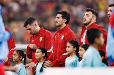 Unai Simon ve Daniel Vivian FC Barcelona ile Athletic Club (Maciej Rogowski / Ball Raw Images) arasında oynanan yarı final maçında görüldüler.)