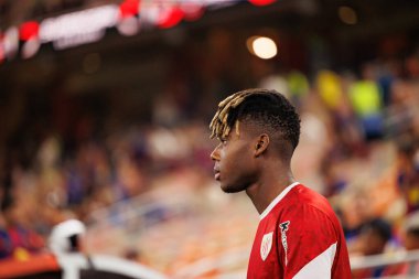 Nico Williams, FC Barcelona ile Athletic Club (Maciej Rogowski / Ball Raw Images) arasında oynanan İspanya Süper Kupası Yarı final maçında görüldü.)