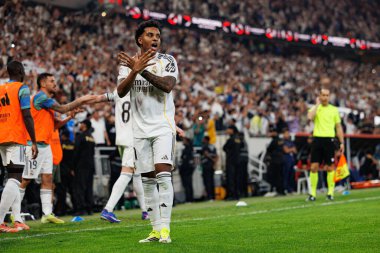 Madrid Kulübüyle Real Madrid (Maciej Rogowski / Ball Raw Images) arasında oynanan İspanya Süper Kupası yarı final maçında gol attıktan sonra kutlanan Rodrygo,)