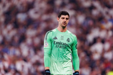 Thibaut Courtois, Club Atletico de Madrid ile Real Madrid (Maciej Rogowski / Ball Raw Images) arasında oynanan yarı final maçında görüldü.)