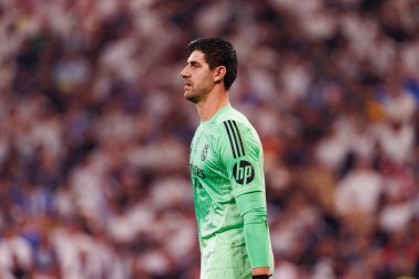 Thibaut Courtois, Club Atletico de Madrid ile Real Madrid (Maciej Rogowski / Ball Raw Images) arasında oynanan yarı final maçında görüldü.)