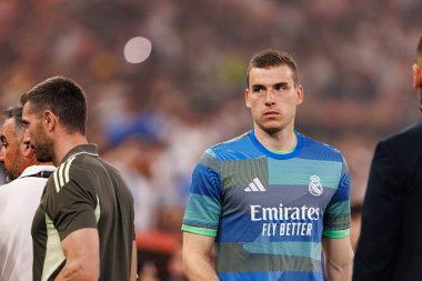 Andriy Lunin, Atletico de Madrid ve Real Madrid (Maciej Rogowski / Ball Raw Images) arasında oynanan İspanya Süper Kupası yarı final maçında görüldü.)