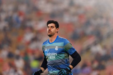 Thibaut Courtois, Club Atletico de Madrid ile Real Madrid (Maciej Rogowski / Ball Raw Images) arasında oynanan yarı final maçında görüldü.)