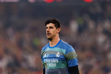 Thibaut Courtois, Club Atletico de Madrid ile Real Madrid (Maciej Rogowski / Ball Raw Images) arasında oynanan yarı final maçında görüldü.)